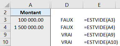 Formule Excel - ESTVIDE